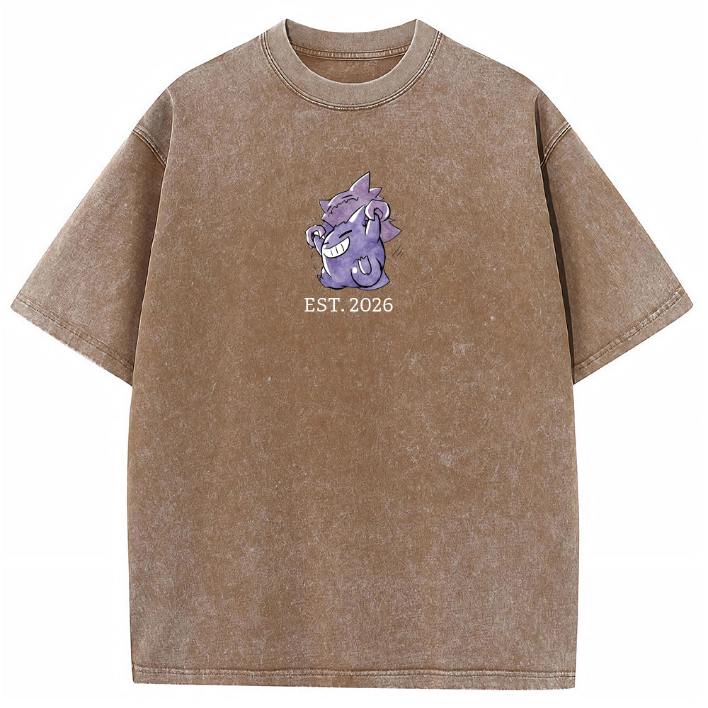 Cute Parent & Kid Haunter Gengar Hug Vintage Washed T-Shirt