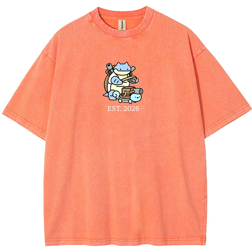 Cute Parent & Kid Blastoise Vintage Washed T-Shirt