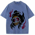 Fiery Old School Gastly Skull Wash Vintage Tee | Pokemon Anime