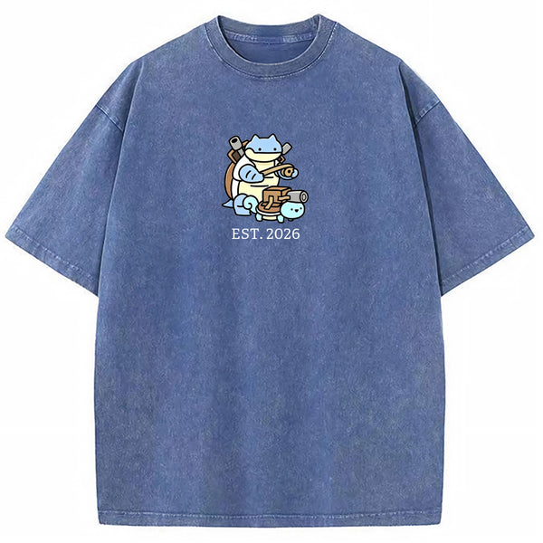 Cute Parent & Kid Blastoise Vintage Washed T-Shirt