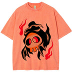 Fiery Old School Gastly Skull Wash Vintage Tee | Pokemon Anime