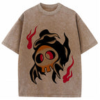 Fiery Old School Gastly Skull Wash Vintage Tee | Pokemon Anime
