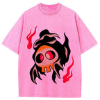 Fiery Old School Gastly Skull Wash Vintage Tee | Pokemon Anime