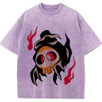 Fiery Old School Gastly Skull Wash Vintage Tee | Pokemon Anime