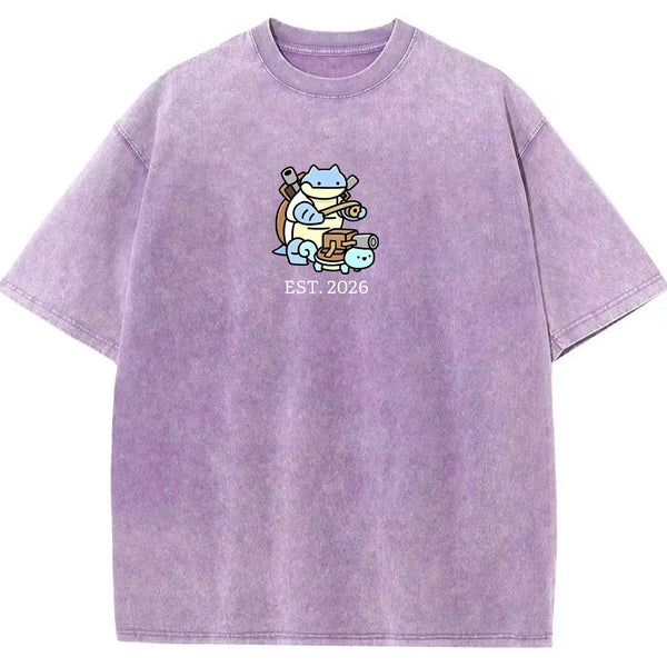 Cute Parent & Kid Blastoise Vintage Washed T-Shirt