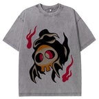 Fiery Old School Gastly Skull Wash Vintage Tee | Pokemon Anime