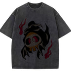Fiery Old School Gastly Skull Wash Vintage Tee | Pokemon Anime