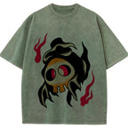 Fiery Old School Gastly Skull Wash Vintage Tee | Pokemon Anime