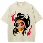 Fiery Old School Gastly Skull Wash Vintage Tee | Pokemon Anime