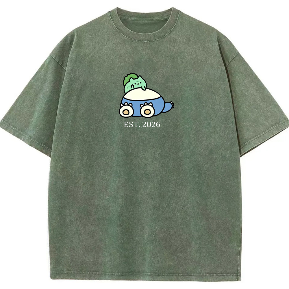 Cute Parent & Kid Bulbasaur Vintage Washed T-Shirt