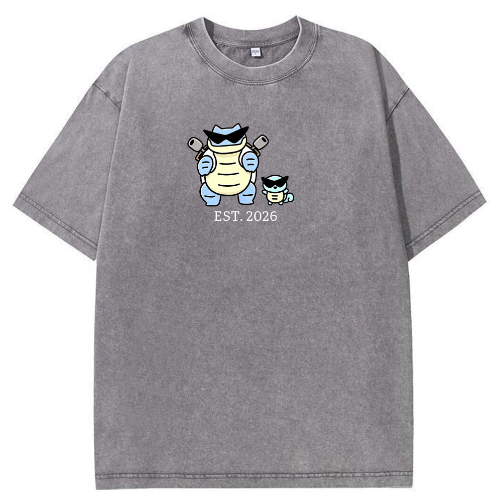 Cute Parent & Kid Blastoise Vintage Washed T-Shirt