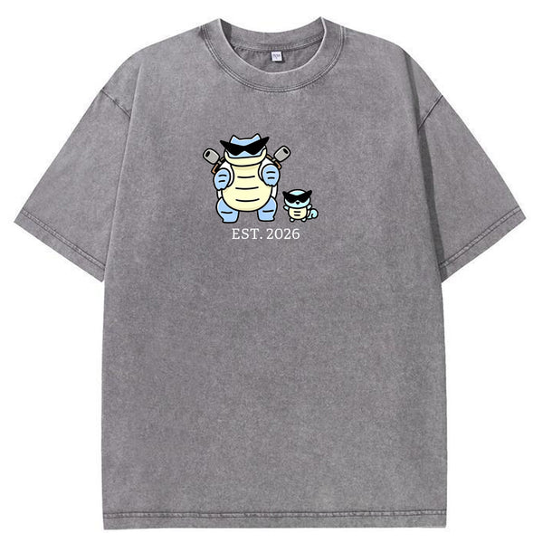 Cute Parent & Kid Blastoise Vintage Washed T-Shirt