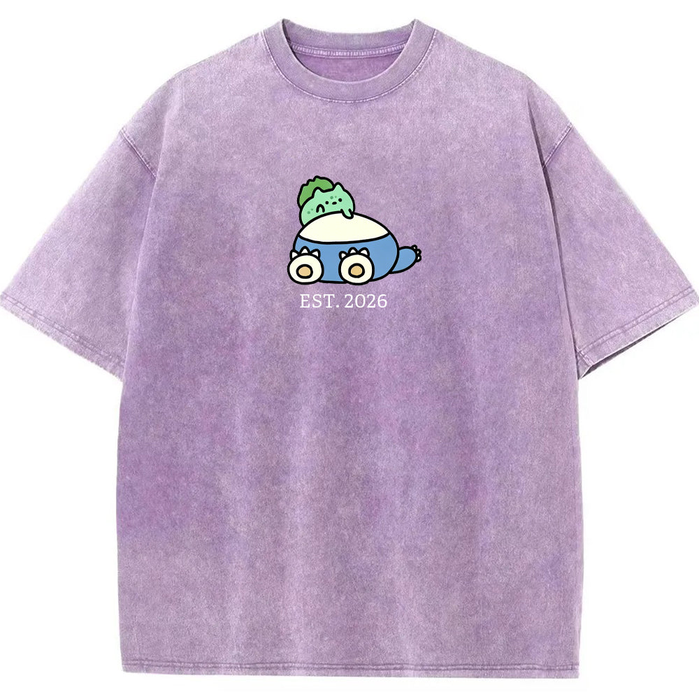 Cute Parent & Kid Bulbasaur Vintage Washed T-Shirt