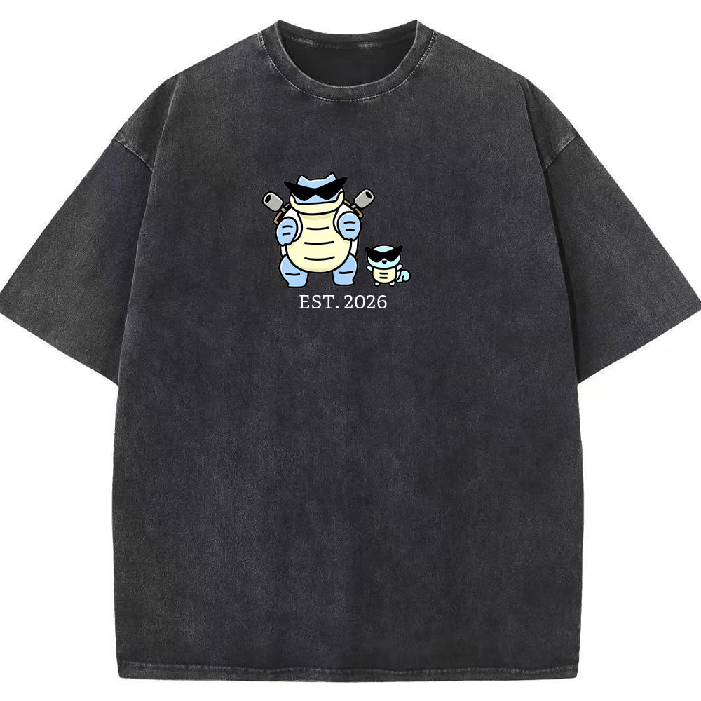 Cute Parent & Kid Blastoise Vintage Washed T-Shirt