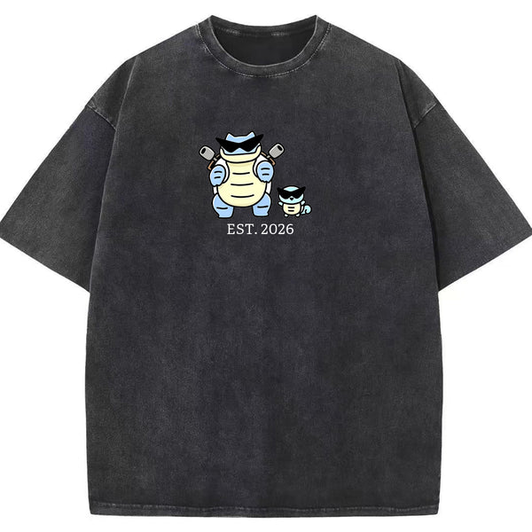 Cute Parent & Kid Blastoise Vintage Washed T-Shirt