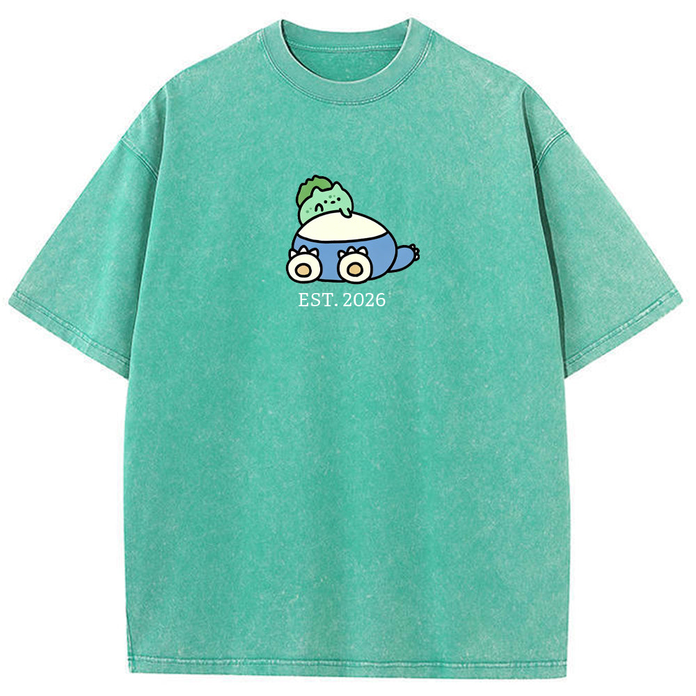 Cute Parent & Kid Bulbasaur Vintage Washed T-Shirt
