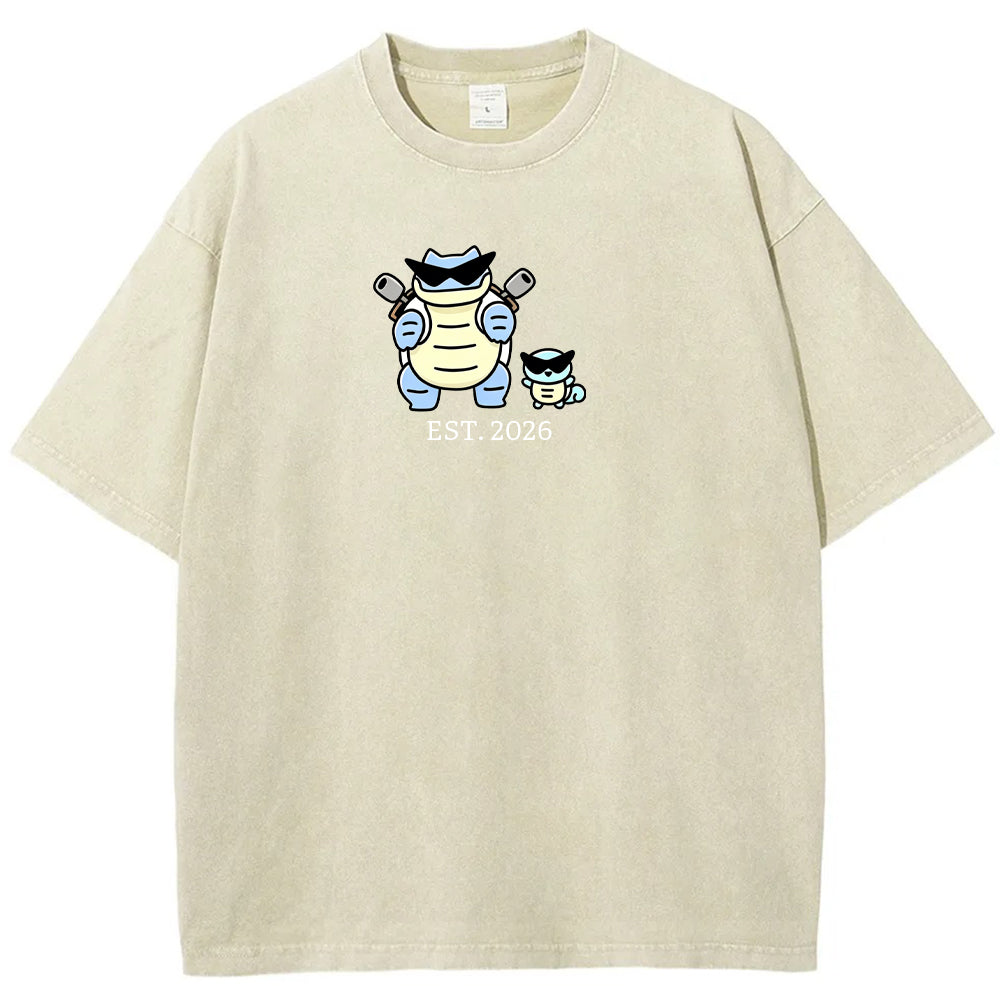 Cute Parent & Kid Blastoise Vintage Washed T-Shirt
