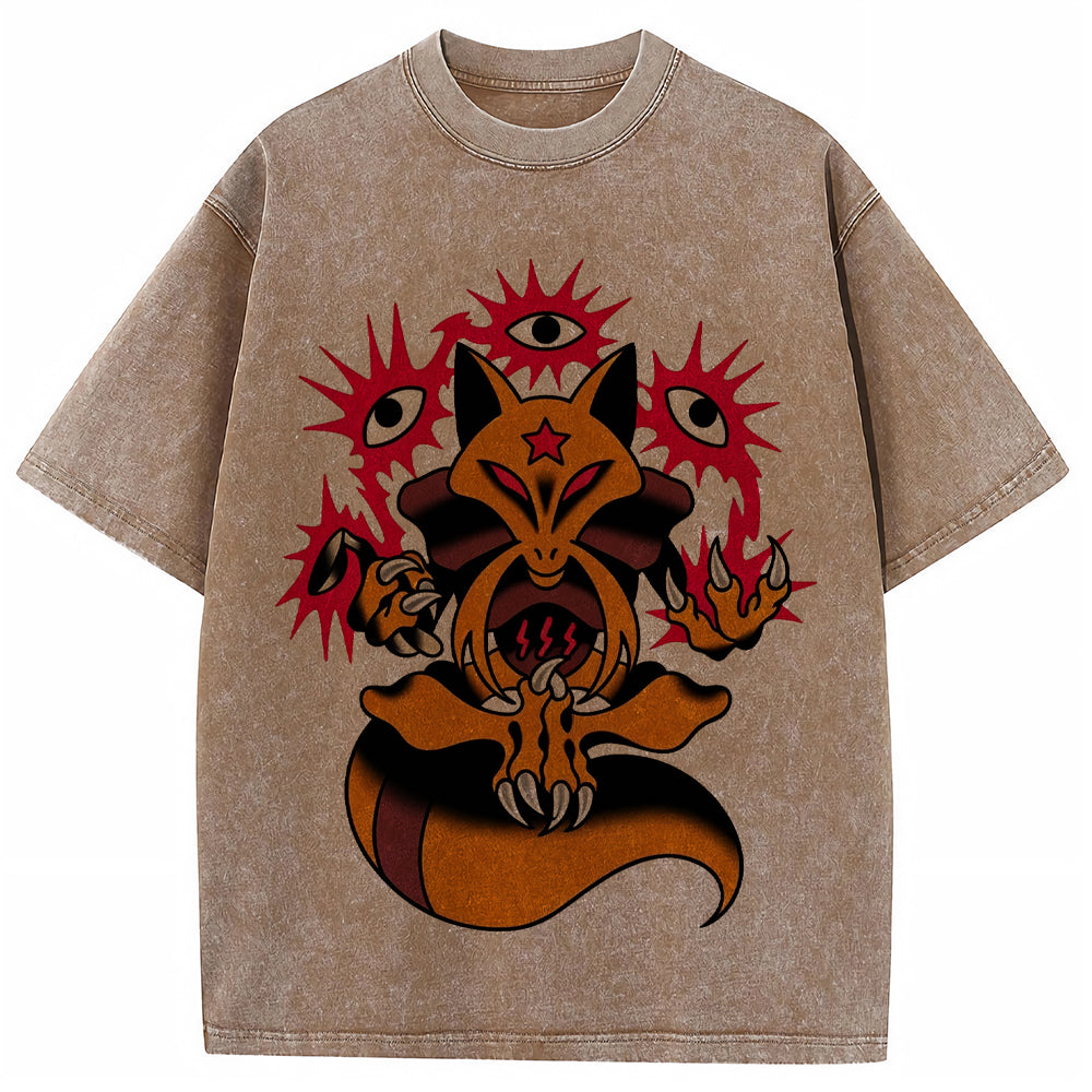 Bold Traditional Tattoo Kadabra Wash Vintage Tee | Pokemon Anime Secondary image