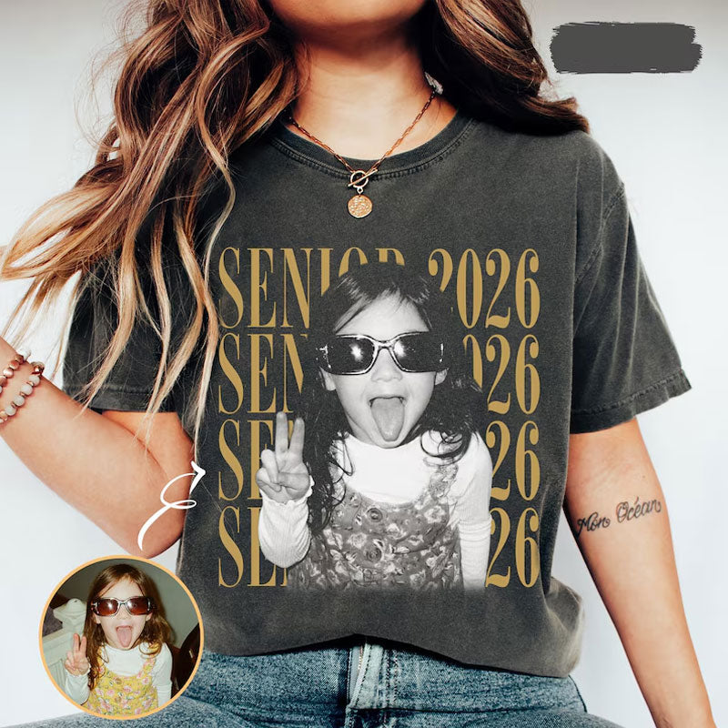 Personalised Vintage Photo And Year Senior Shirt Main image