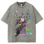 Wizard & Tower Unisex Printed Retro Washed Short Sleeved T-Shirt