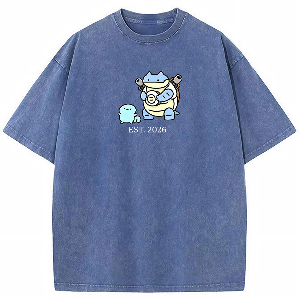 Cute Parent & Kid Blastoise Vintage Washed T-Shirt