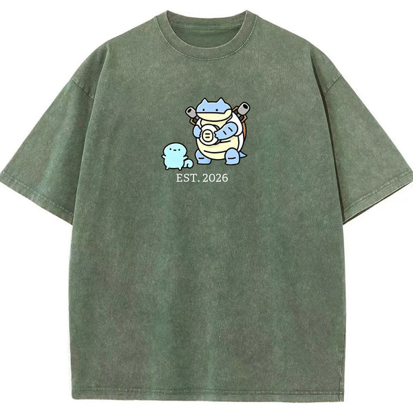 Cute Parent & Kid Blastoise Vintage Washed T-Shirt