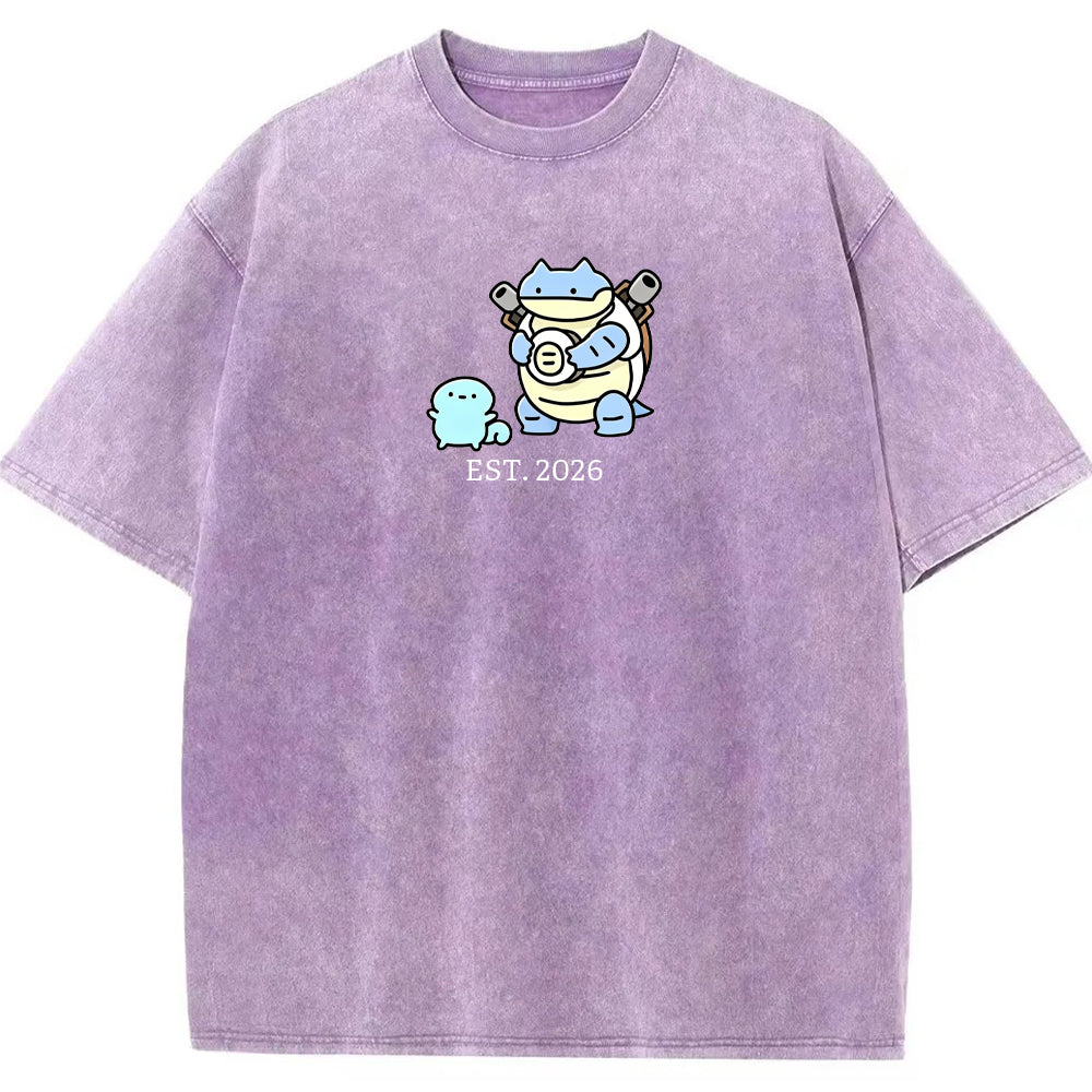 Cute Parent & Kid Blastoise Vintage Washed T-Shirt