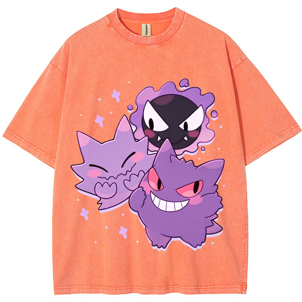 Soft Pastel Gastly Haunter Gengar Group Cartoon Tee | Pokemon Anime