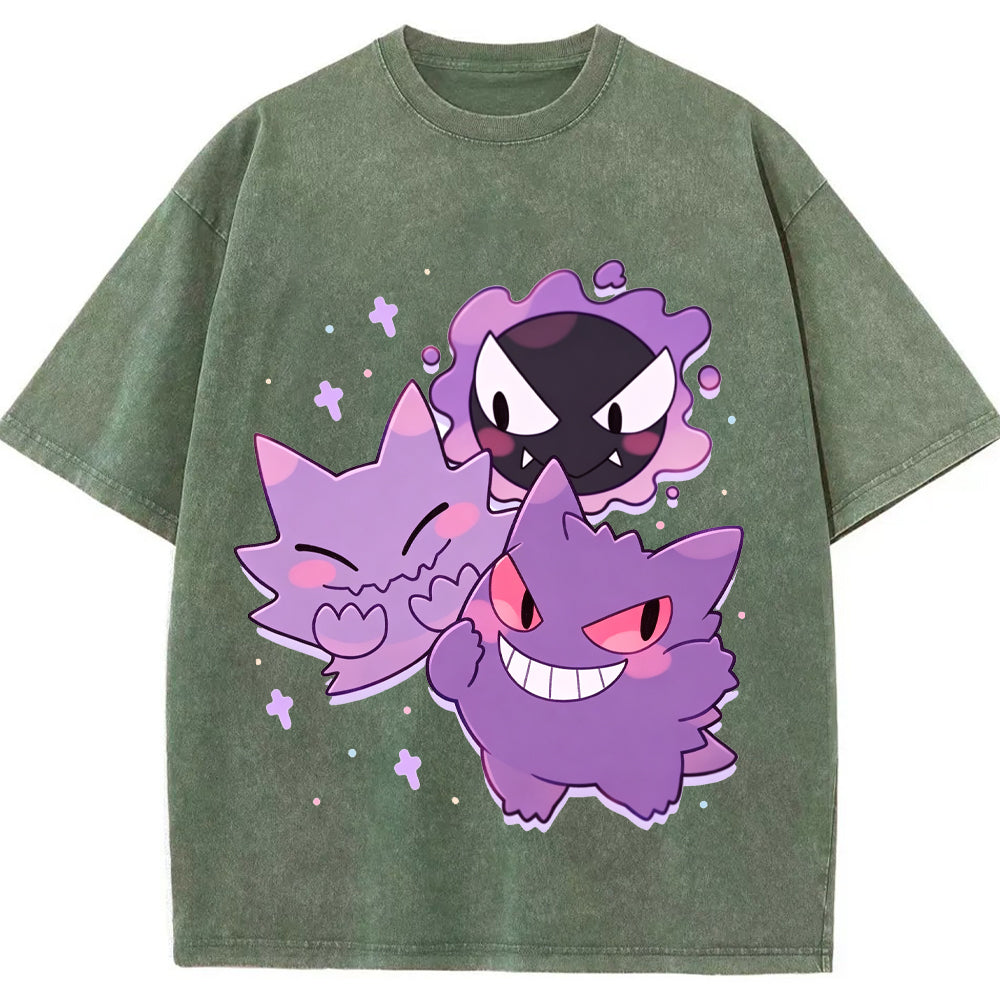 Soft Pastel Gastly Haunter Gengar Group Cartoon Tee | Pokemon Anime