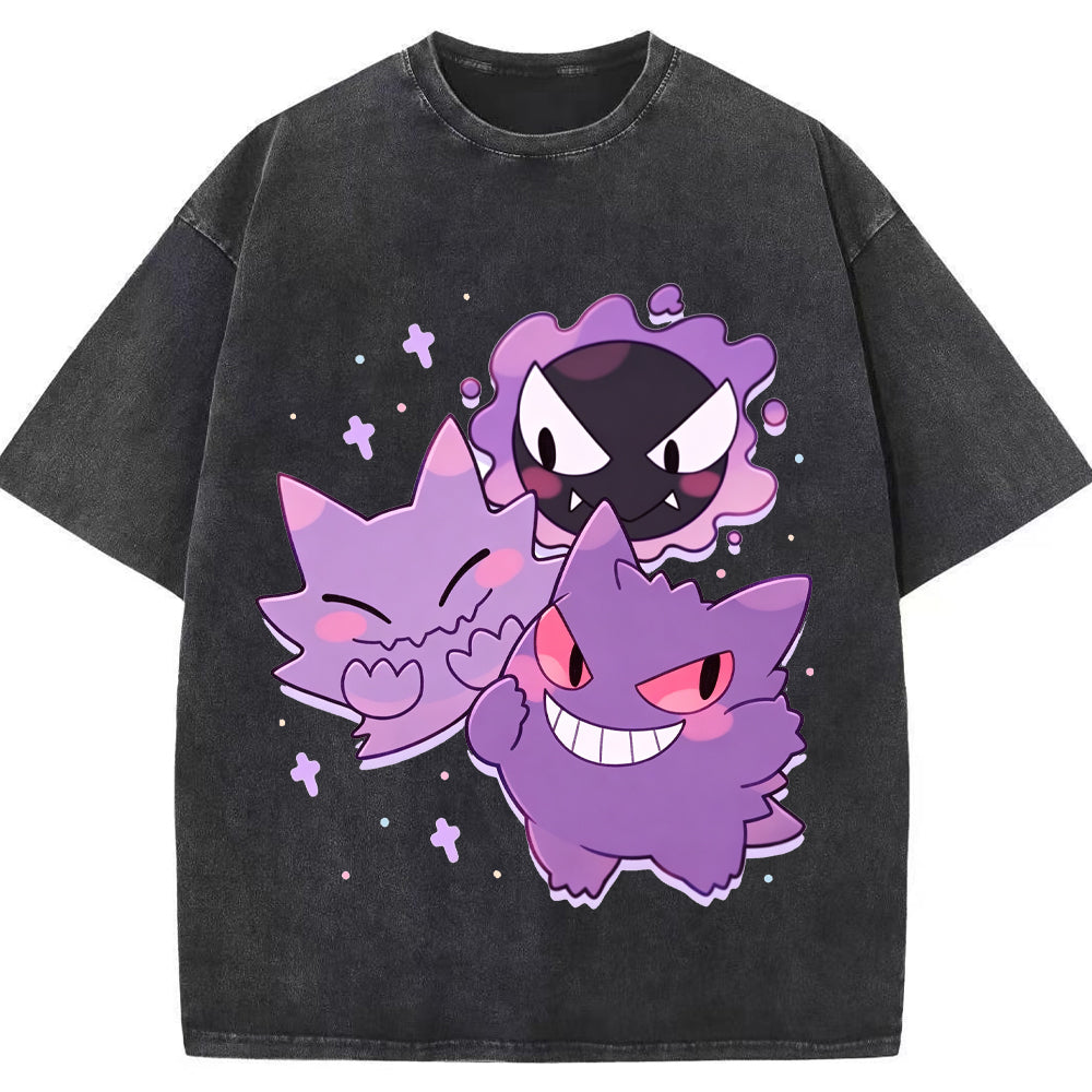 Soft Pastel Gastly Haunter Gengar Group Cartoon Tee | Pokemon Anime
