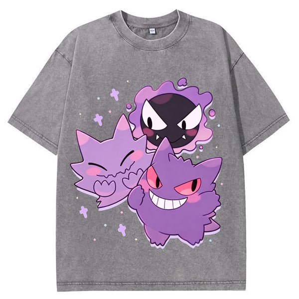 Soft Pastel Gastly Haunter Gengar Group Cartoon Tee | Pokemon Anime