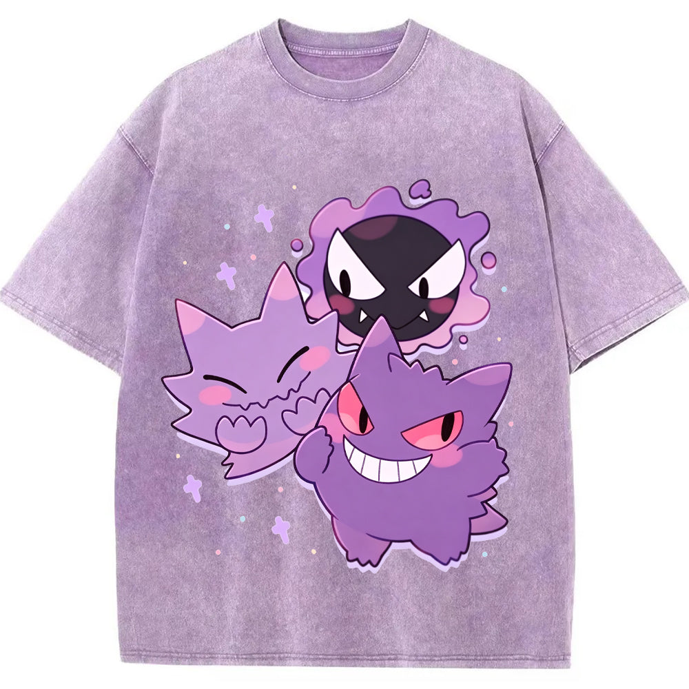 Soft Pastel Gastly Haunter Gengar Group Cartoon Tee | Pokemon Anime