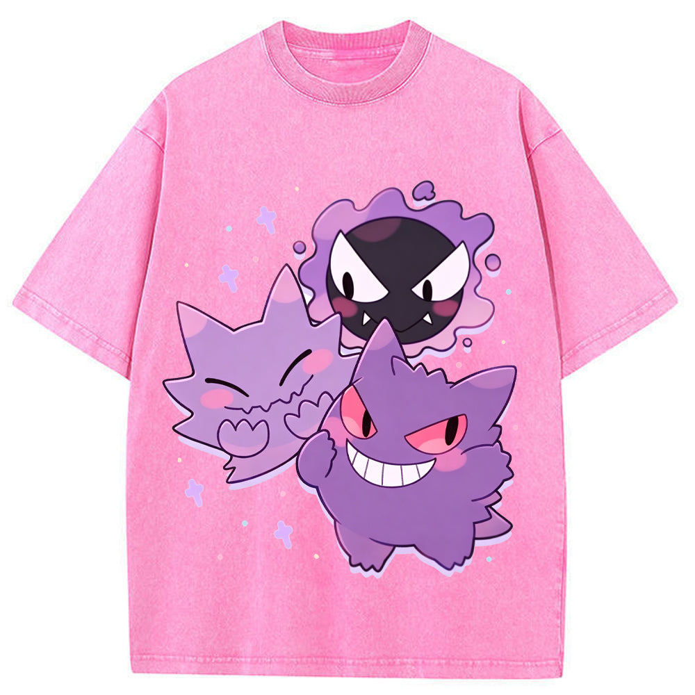 Soft Pastel Gastly Haunter Gengar Group Cartoon Tee | Pokemon Anime