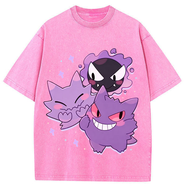Soft Pastel Gastly Haunter Gengar Group Cartoon Tee | Pokemon Anime