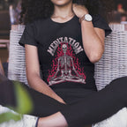 Meditation Skull Women Round Neck Casual Short Sleeve T-Shirt