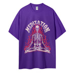 Meditation Skull Women Round Neck Casual Short Sleeve T-Shirt