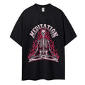 Meditation Skull Women Round Neck Casual Short Sleeve T-Shirt