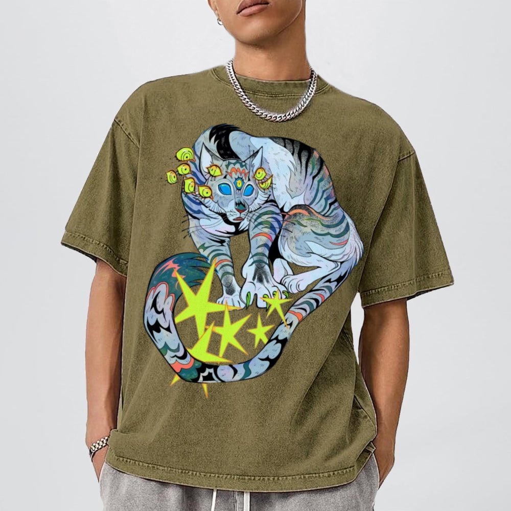 Warriors Cat Unisex Vintage Washed Tee