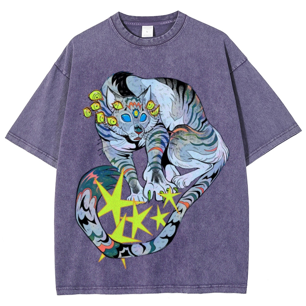 Warriors Cat Unisex Vintage Washed Tee Secondary image