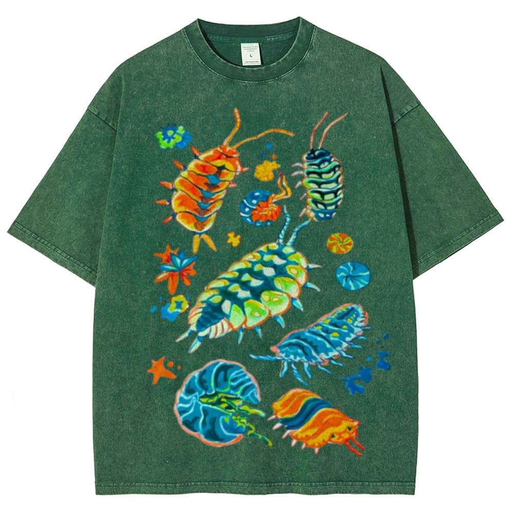 Colorful Insects Unisex Vintage Washed Tee