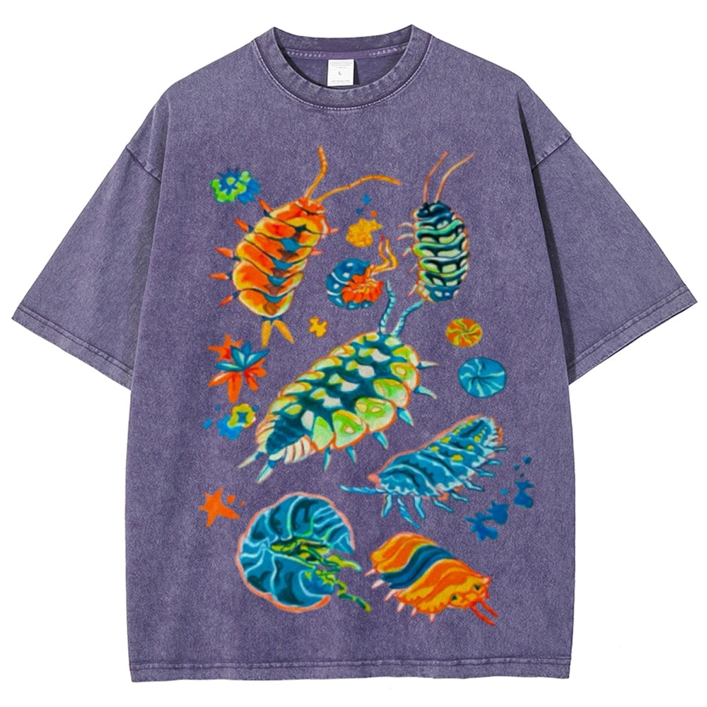 Colorful Insects Unisex Vintage Washed Tee