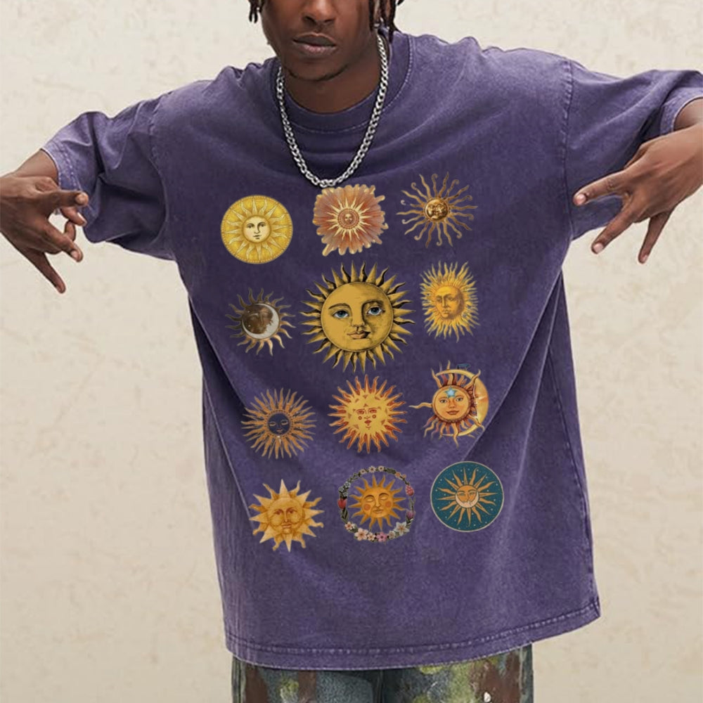 Sun Character Unisex Vintage Washed Tee