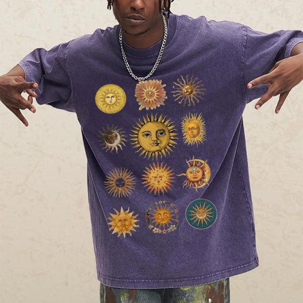 Sun Character Unisex Vintage Washed Tee