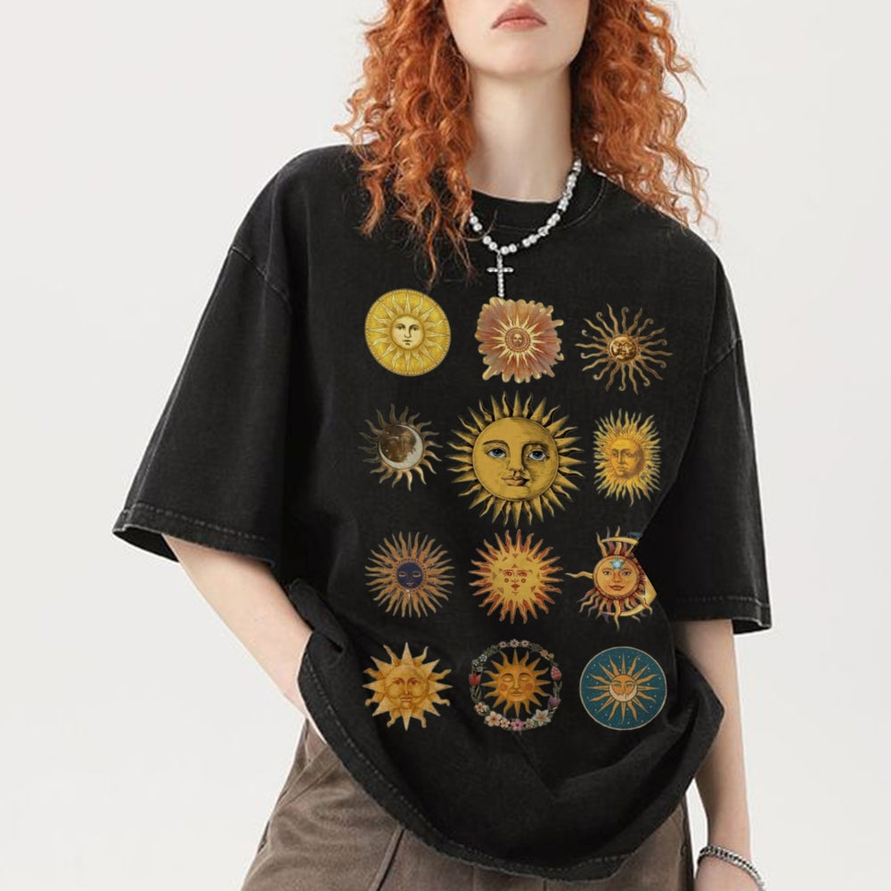 Sun Character Unisex Vintage Washed Tee