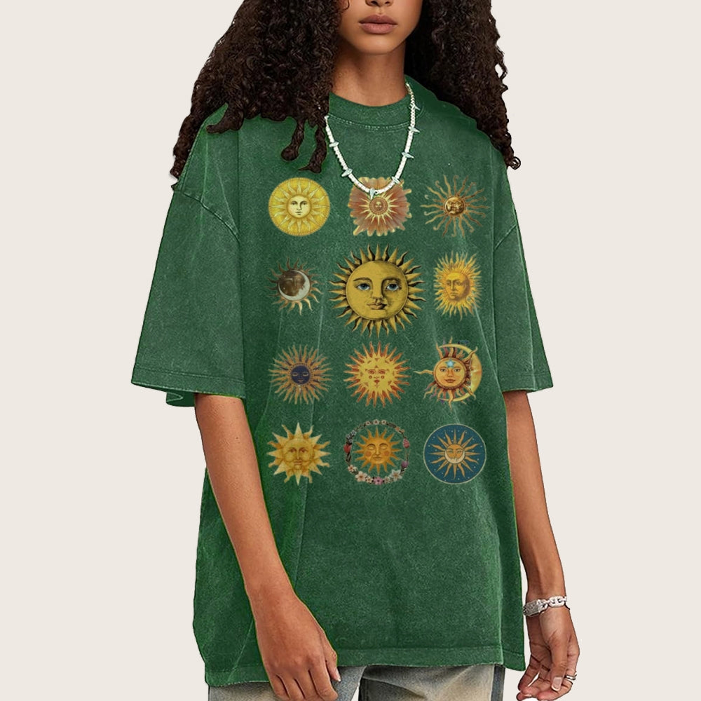 Sun Character Unisex Vintage Washed Tee
