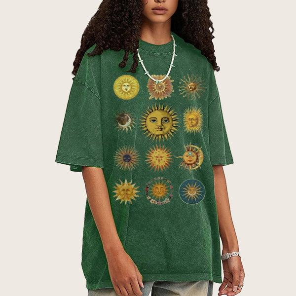 Sun Character Unisex Vintage Washed Tee