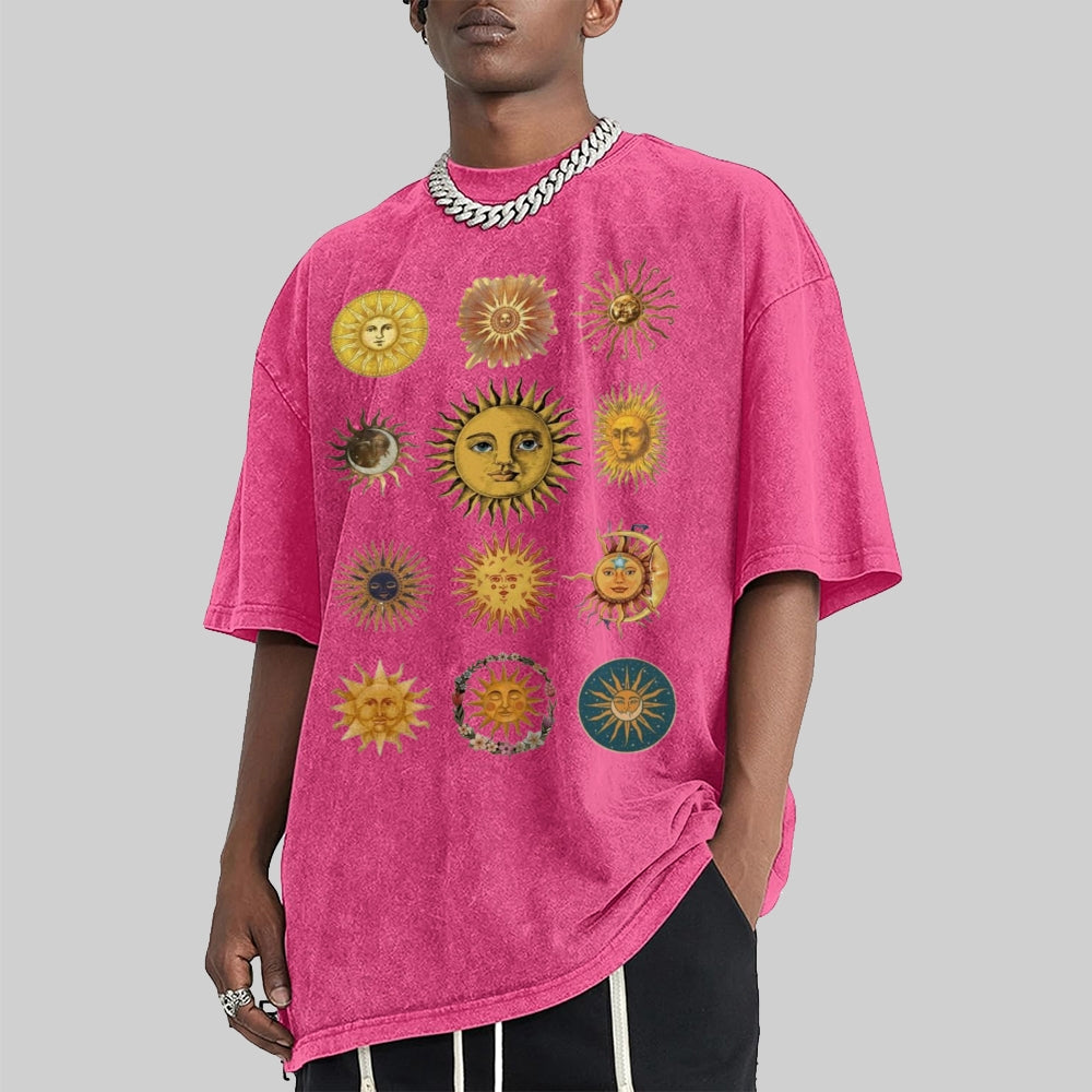 Sun Character Unisex Vintage Washed Tee