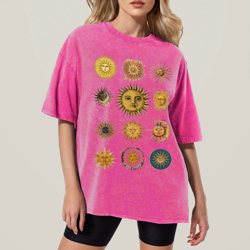 Sun Character Unisex Vintage Washed Tee