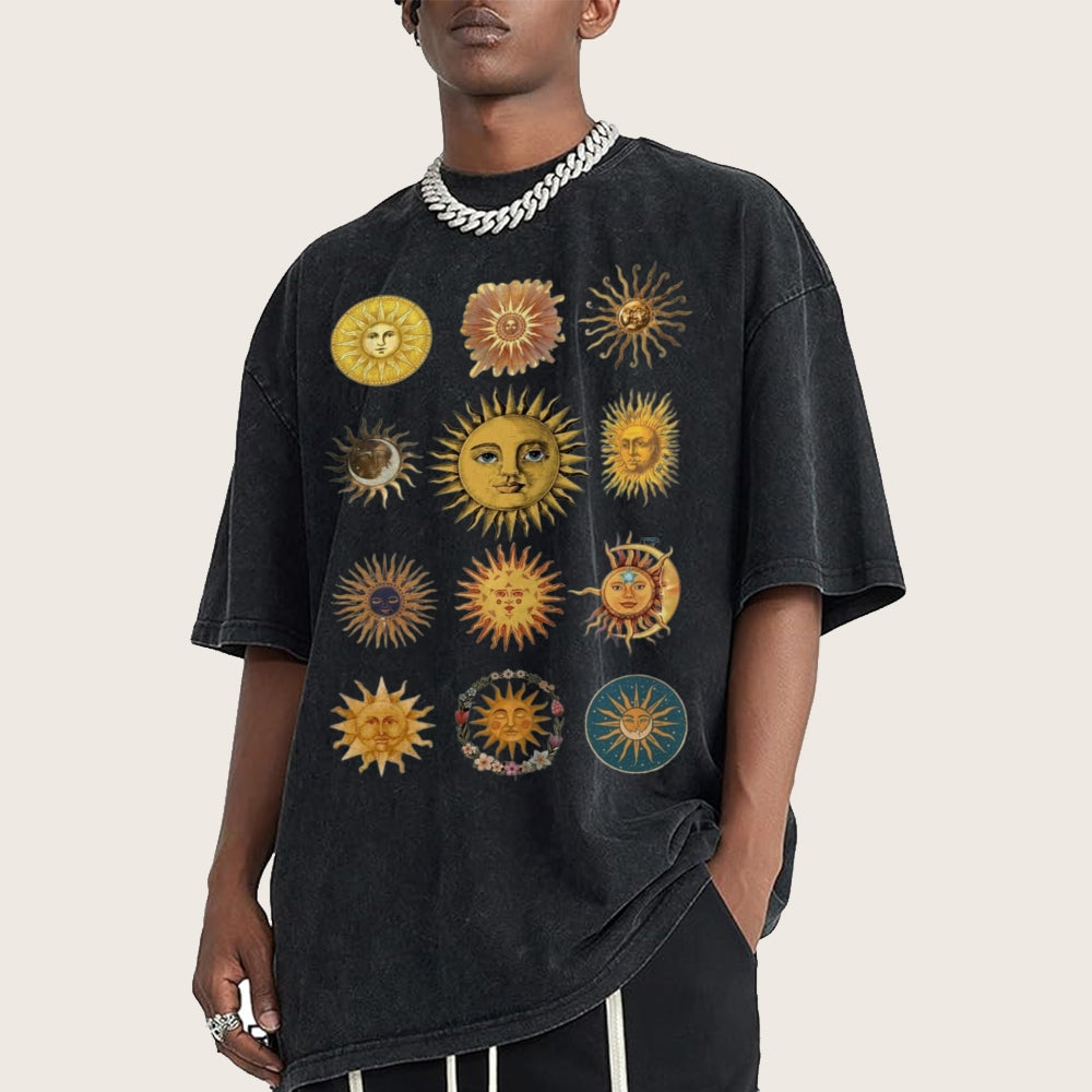 Sun Character Unisex Vintage Washed Tee