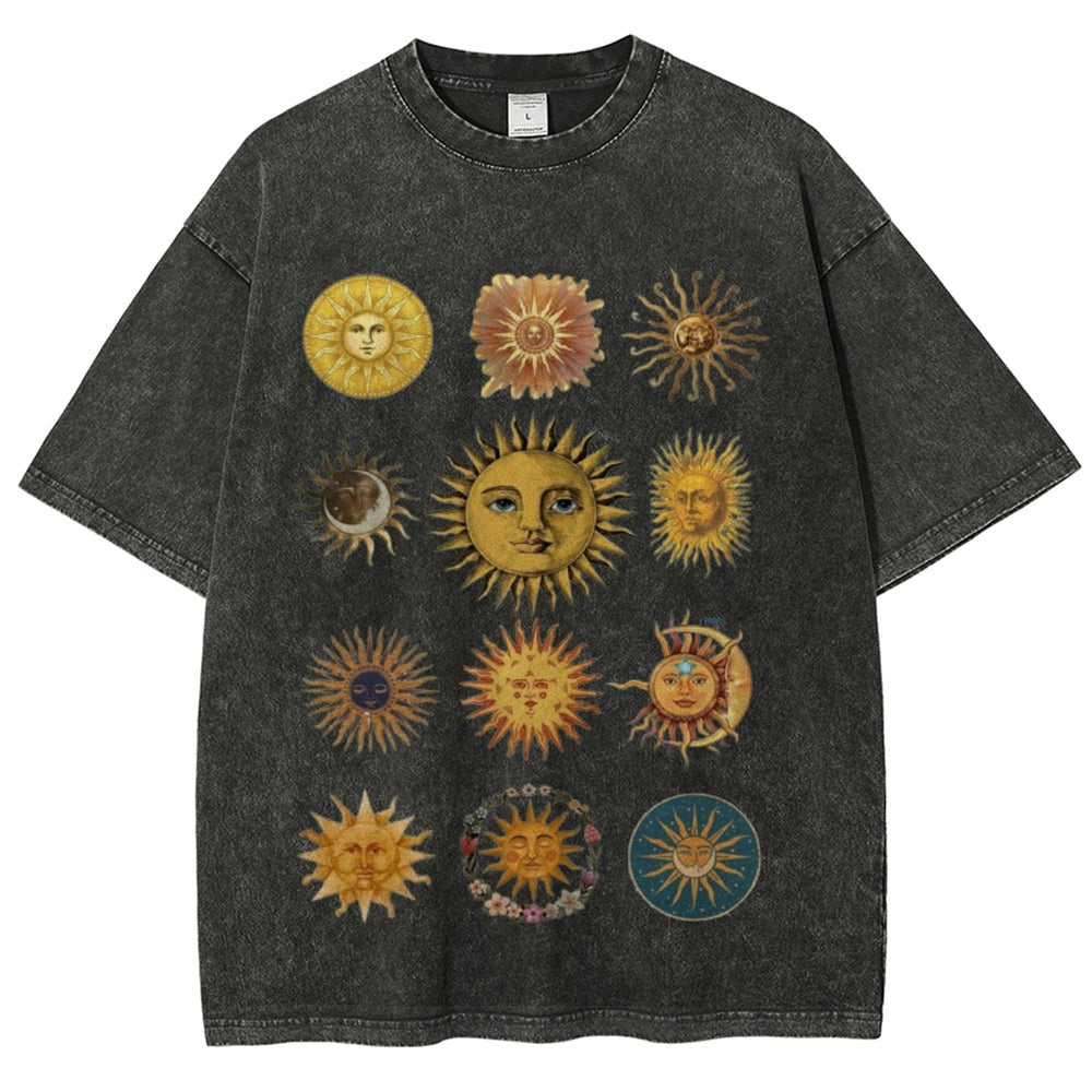 Sun Character Unisex Vintage Washed Tee